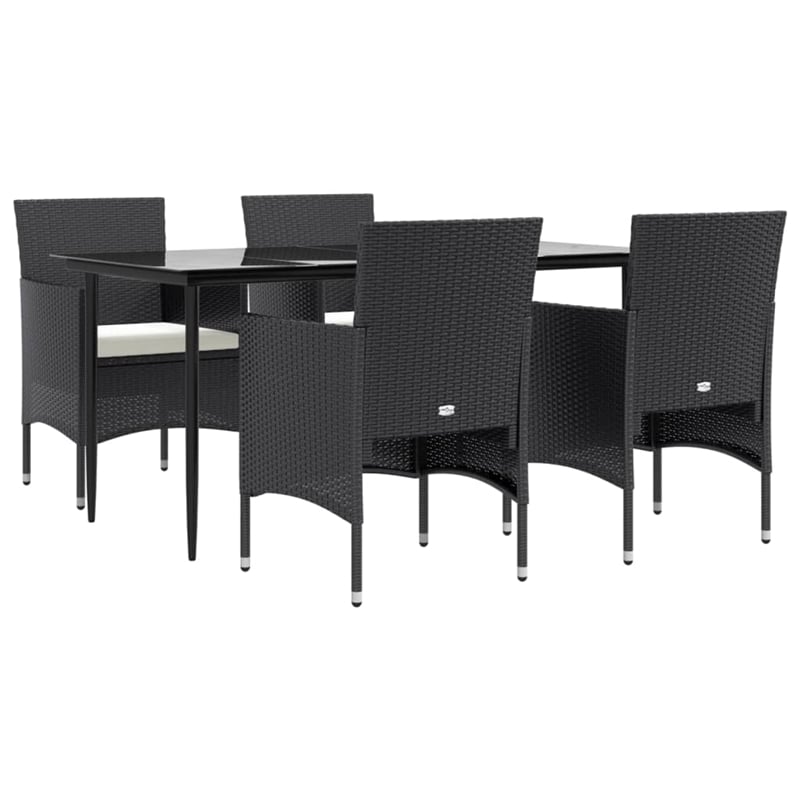 Afuera Living Contemporary Synthetic Poly Rattan Garden Dining Set in Black