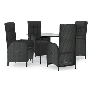Afuera Living Contemporary Synthetic Poly Rattan Garden Dining Set in Black