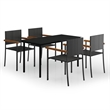 Afuera Living Contemporary Garden Dining Set in Powder-Coated Black