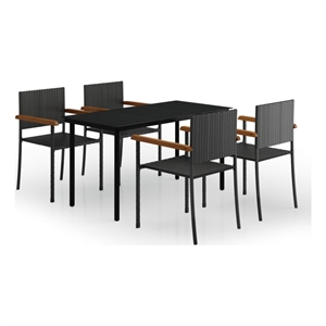 Afuera Living Contemporary Garden Dining Set in Powder-Coated Black