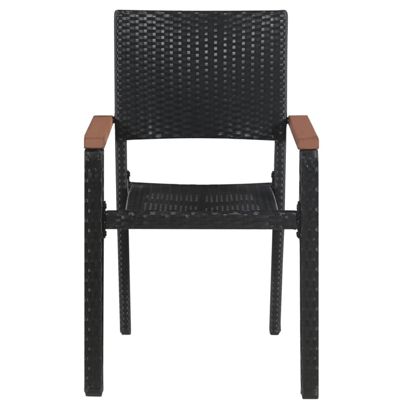 Afuera Living Contemporary Synthetic Poly Rattan Garden Dining Set in Black