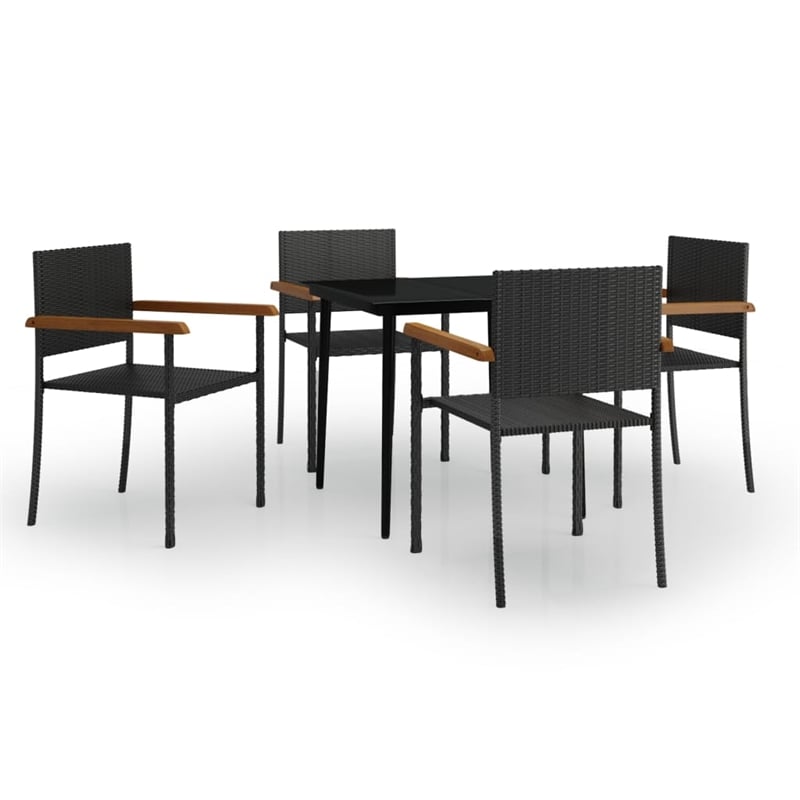 Afuera Living Contemporary Garden Dining Set in Powder-Coated Black