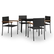 Afuera Living Contemporary Garden Dining Set in Powder-Coated Black