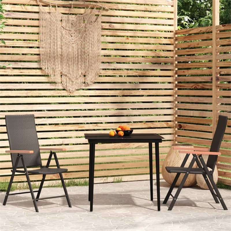 Afuera Living Contemporary Garden Dining Set in Powder-Coated Black