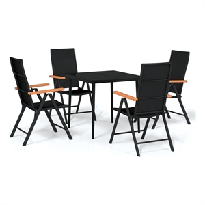 Afuera Living Contemporary Garden Dining Set in Powder-Coated Black