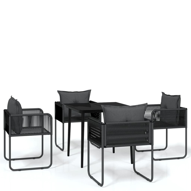 Afuera Living Contemporary Garden Dining Set in Powder-Coated Black