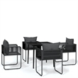 Afuera Living Contemporary Garden Dining Set in Powder-Coated Black
