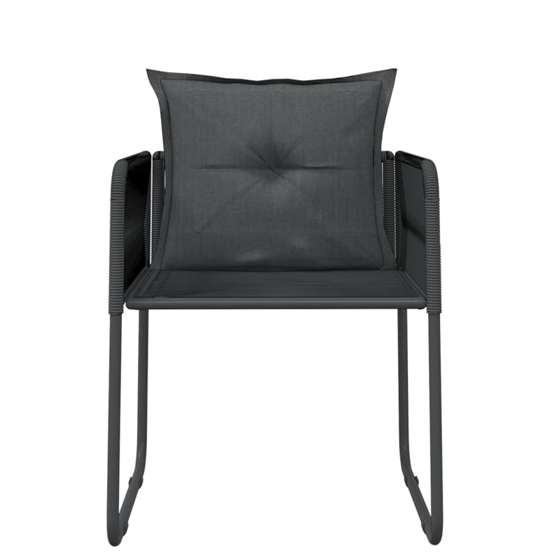 Afuera Living Contemporary Garden Dining Set in Powder-Coated Black