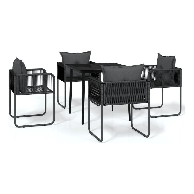 Afuera Living Contemporary Garden Dining Set in Powder-Coated Black
