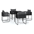 Afuera Living Contemporary Garden Dining Set in Powder-Coated Black
