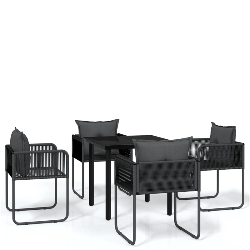 Afuera Living Contemporary Garden Dining Set in Powder-Coated Black
