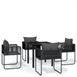 Afuera Living Contemporary Garden Dining Set in Powder-Coated Black