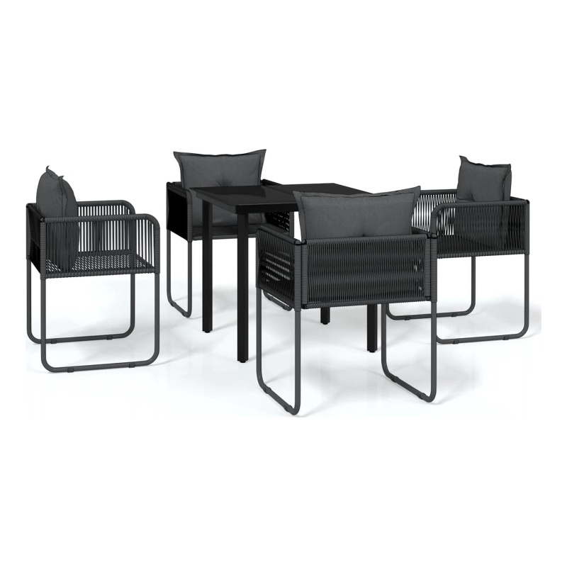 Afuera Living Contemporary Garden Dining Set in Powder-Coated Black