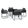 Afuera Living Contemporary Garden Dining Set in Powder-Coated Black