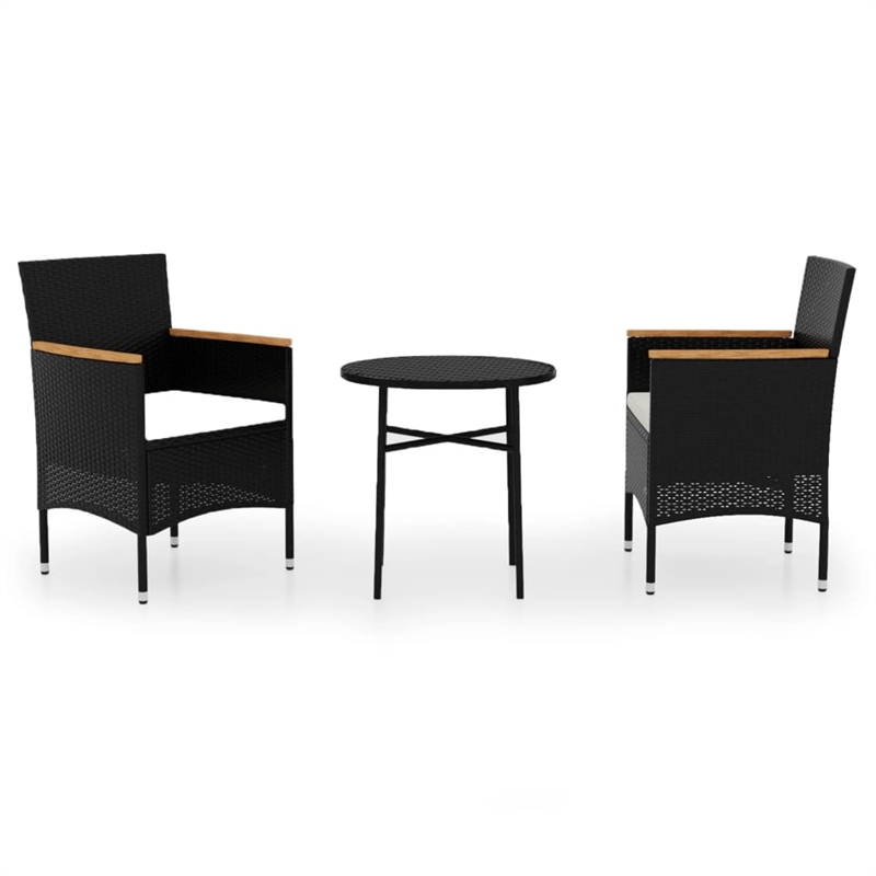 Afuera Living Contemporary 3 Piece Garden Dining Set in Black
