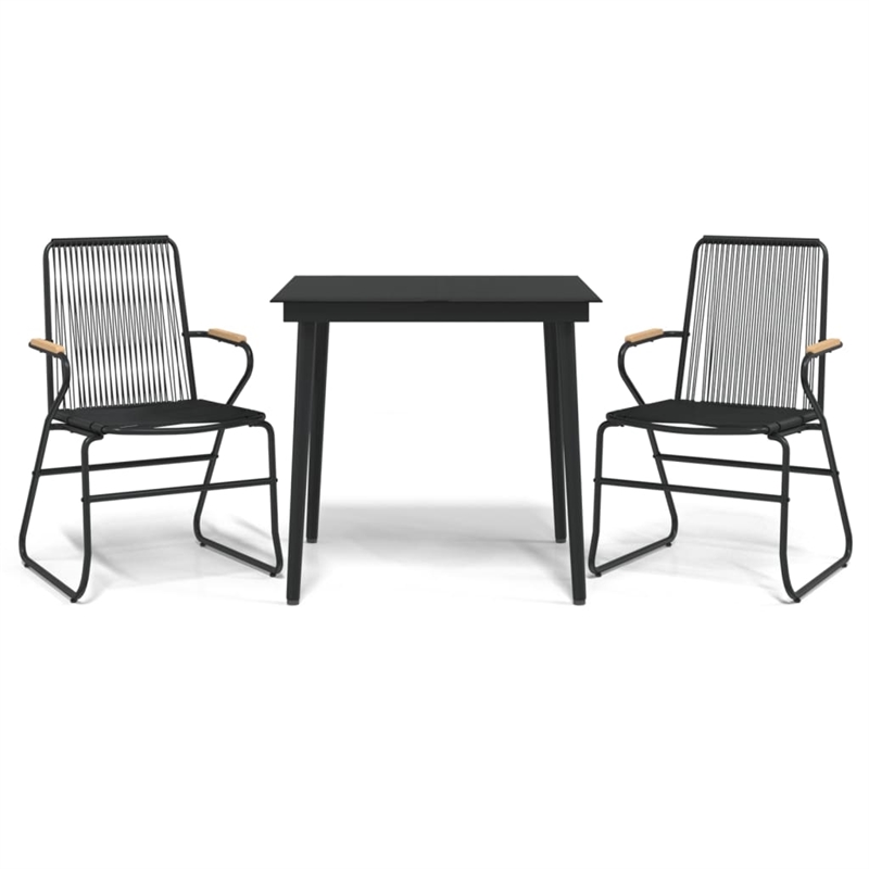 Afuera Living Contemporary Synthetic PVC Garden Dining Set in Black