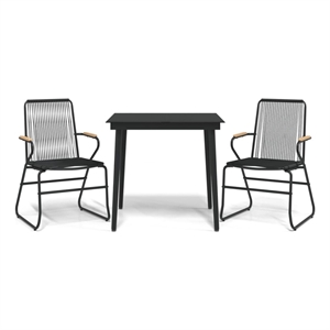 Afuera Living Contemporary Synthetic PVC Garden Dining Set in Black