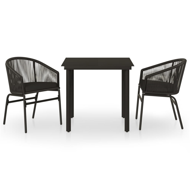 Afuera Living Contemporary Garden Dining Set in Powder-Coated Black