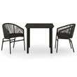 Afuera Living Contemporary Garden Dining Set in Powder-Coated Black