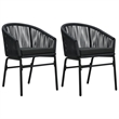 Afuera Living Contemporary Garden Dining Set in Powder-Coated Black