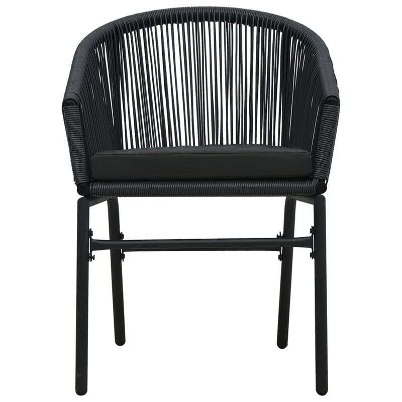 Afuera Living Contemporary Garden Dining Set in Powder-Coated Black