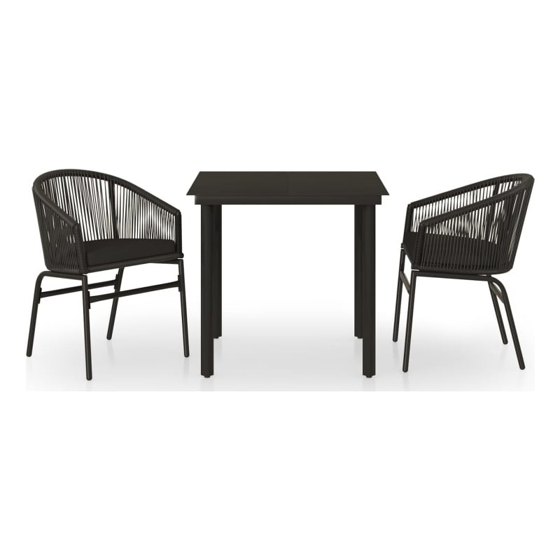 Afuera Living Contemporary Garden Dining Set in Powder-Coated Black