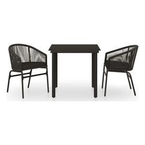 Afuera Living Contemporary Garden Dining Set in Powder-Coated Black