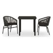 Afuera Living Contemporary Garden Dining Set in Powder-Coated Black