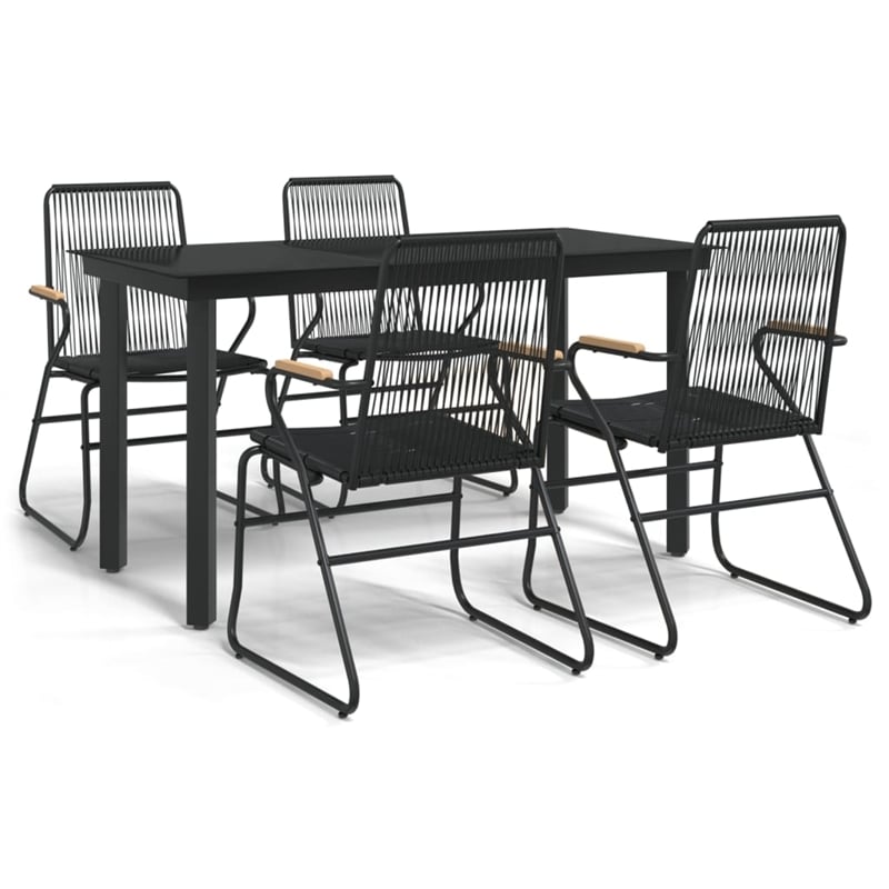 Afuera Living Contemporary Garden Dining Set in Powder-Coated Black