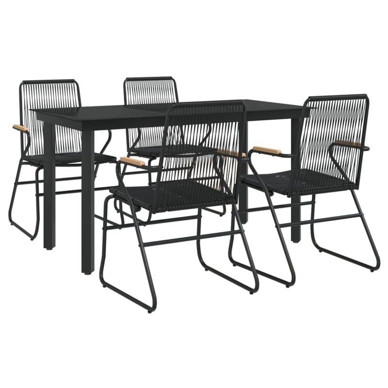 Afuera Living Contemporary Garden Dining Set in Powder-Coated Black