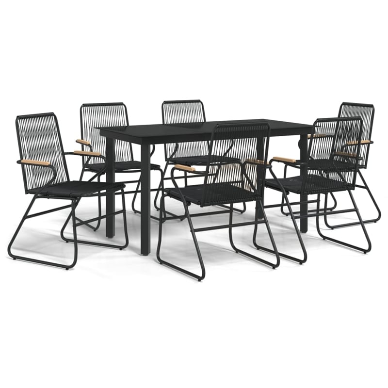 Afuera Living Contemporary Synthetic PVC Garden Dining Set in Black
