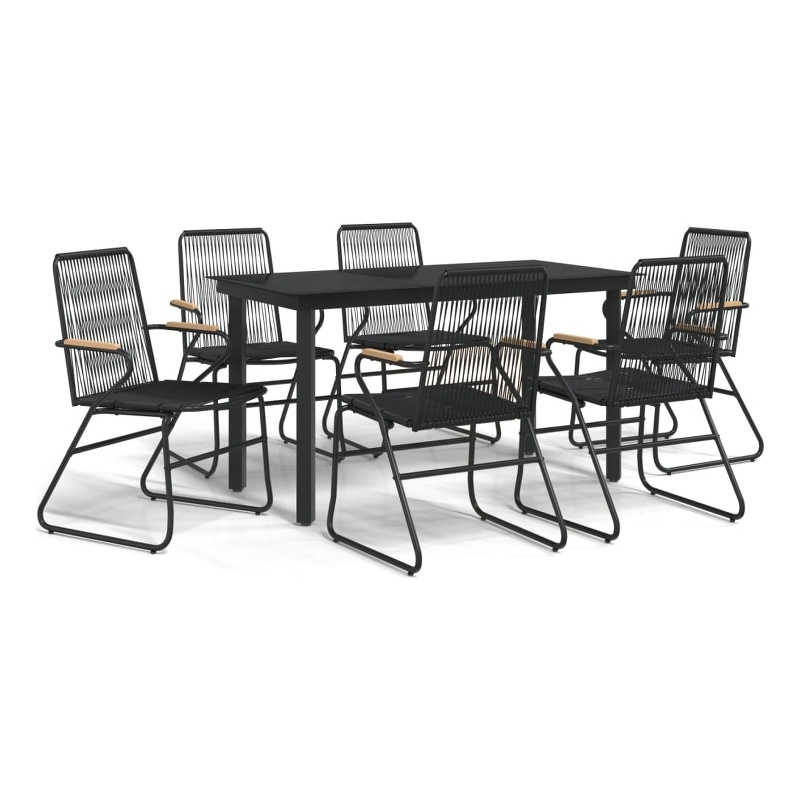 Afuera Living Contemporary Synthetic PVC Garden Dining Set in Black