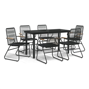 Afuera Living Contemporary Synthetic PVC Garden Dining Set in Black