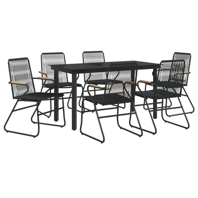 Afuera Living Contemporary Synthetic PVC Garden Dining Set in Black