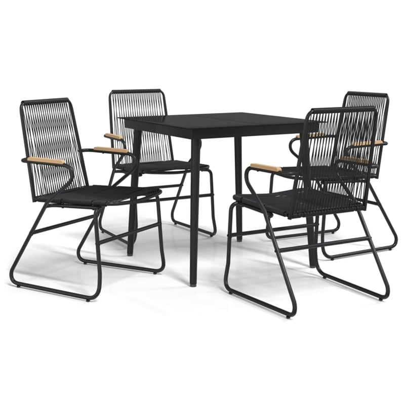 Afuera Living Contemporary Synthetic PVC Garden Dining Set in Black