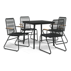 Afuera Living Contemporary Synthetic PVC Garden Dining Set in Black