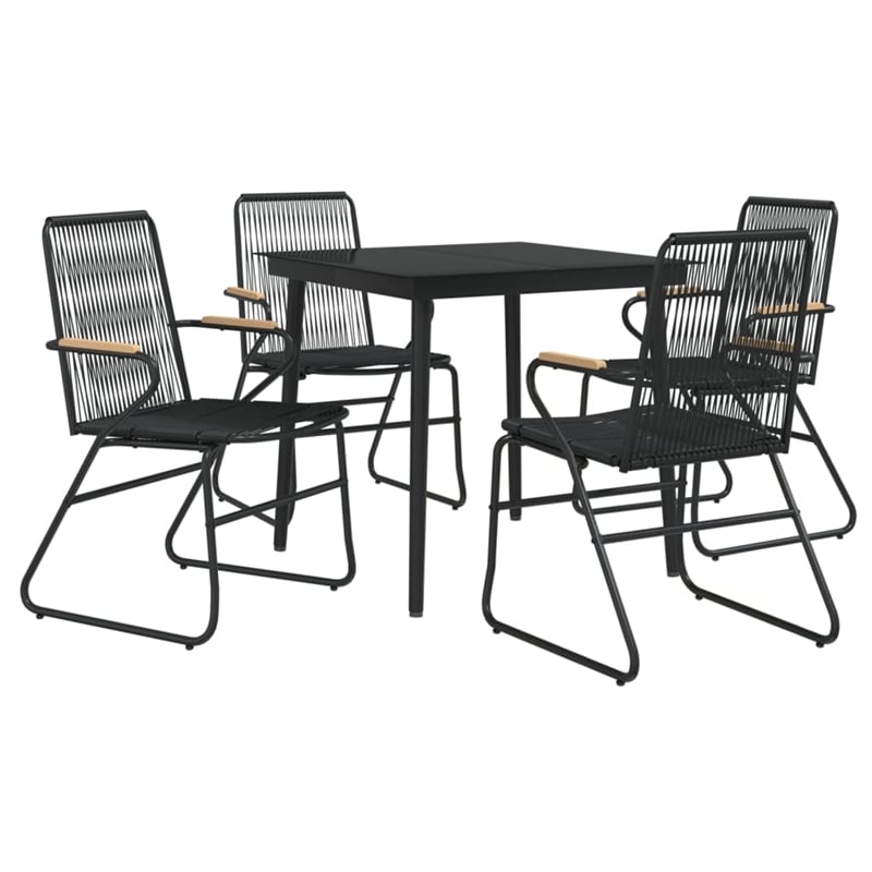 Afuera Living Contemporary Synthetic PVC Garden Dining Set in Black