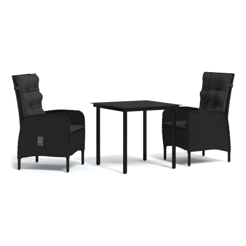 Afuera Living Contemporary Synthetic Poly Rattan Garden Dining Set in Black