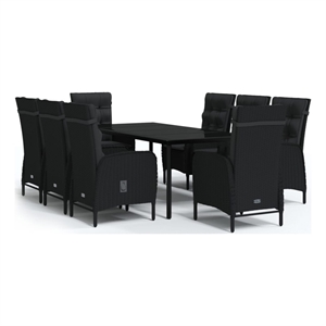 Afuera Living Contemporary Garden Dining Set in Powder-Coated Black