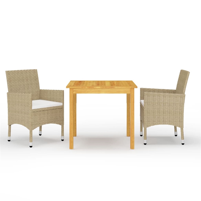 Afuera Living Contemporary Solid Wood Garden Dining Set in Beige