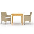 Afuera Living Contemporary Solid Wood Garden Dining Set in Beige