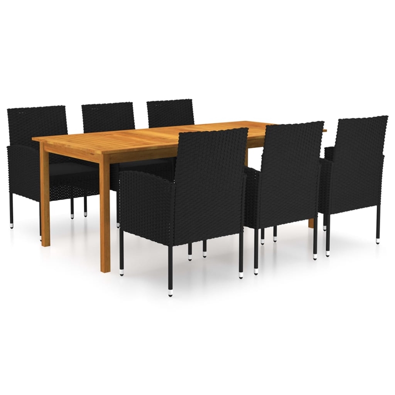 Afuera Living Contemporary Solid Wood Garden Dining Set in Black