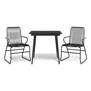 Afuera Living Contemporary Synthetic PVC Garden Dining Set in Black