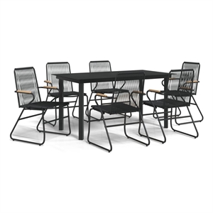 Afuera Living Contemporary Synthetic PVC Garden Dining Set in Black