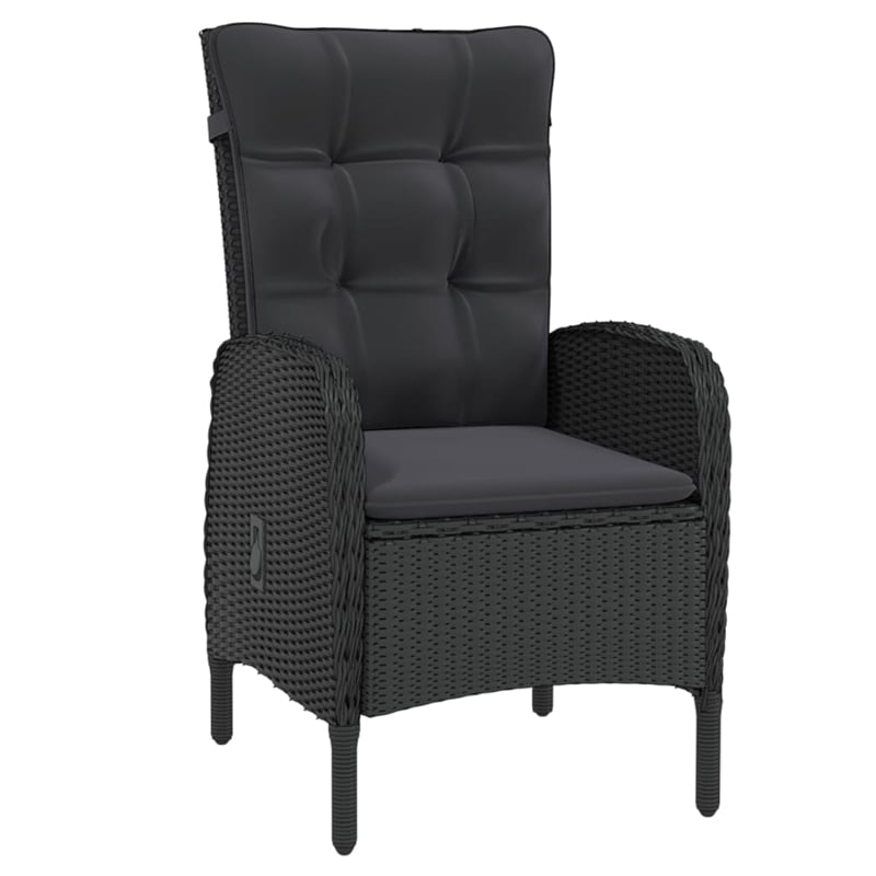 Afuera Living Contemporary Synthetic Poly Rattan Garden Dining Set in Black