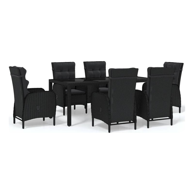 Afuera Living Contemporary Synthetic Poly Rattan Garden Dining Set in Black