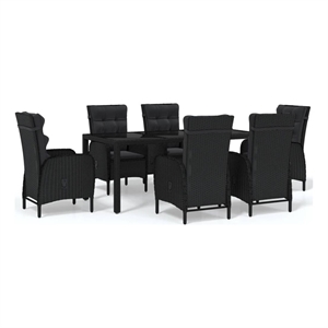 Afuera Living Contemporary Synthetic Poly Rattan Garden Dining Set in Black