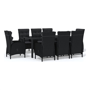 Afuera Living Contemporary Synthetic Poly Rattan Garden Dining Set in Black