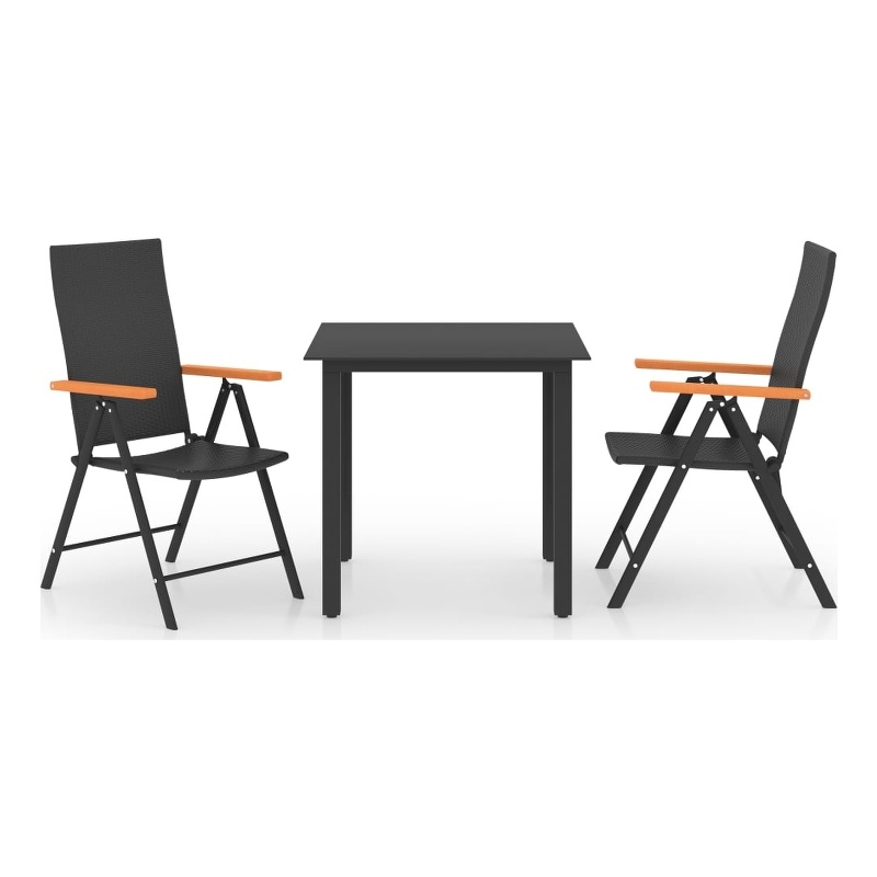 Afuera Living PE Rattan/Aluminum Medium Dining Set in Black/Brown