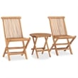 Afuera Living Teak Wood Small Foldable Outdoor Dining Set in Gray